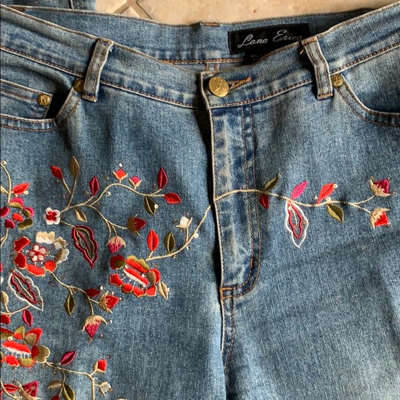 LANA ERICA Vtg Embroidered & Rhinestone Jeans - Picture 6 of 16